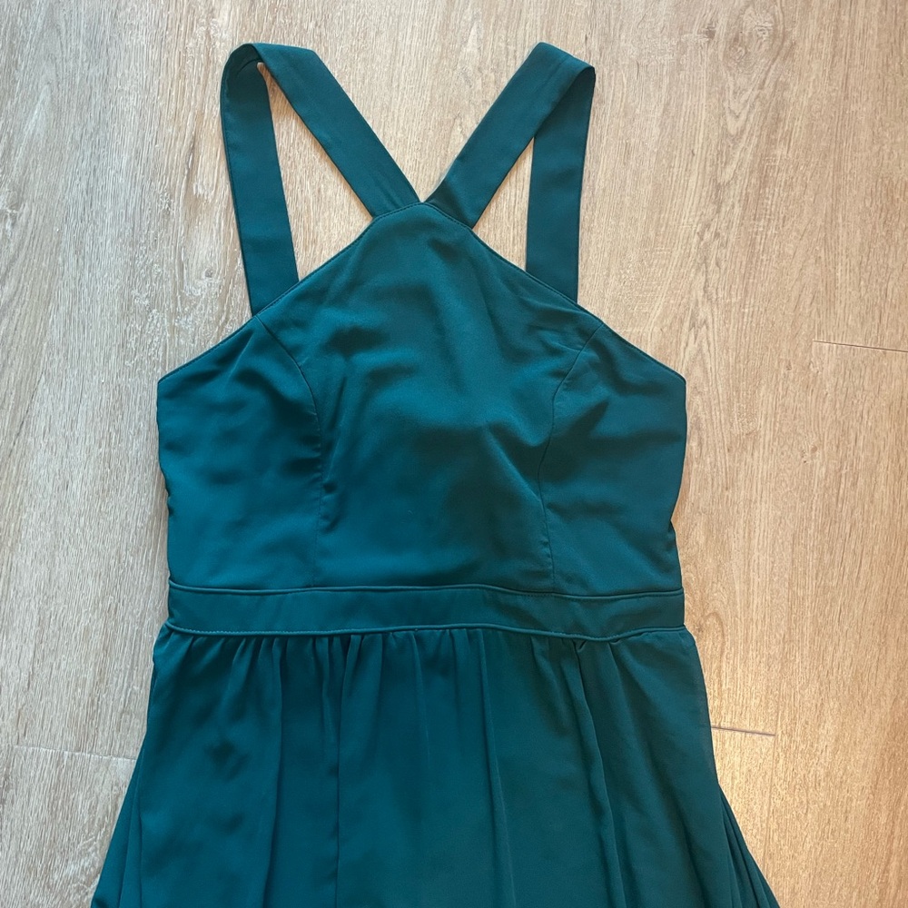 Lulu's Emerald Green Crisscross Halter Maxi Dress - Picture 4 of 6